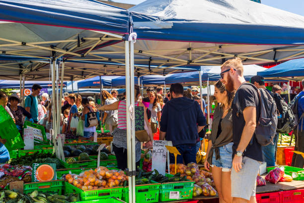Colourful vegetables and fruits at a New Zealand market